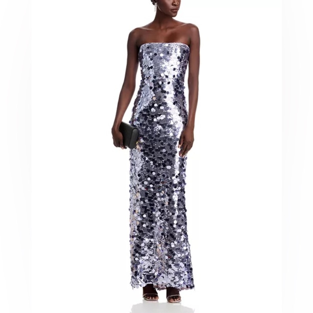 Bronx and Banco Silver Sequin Maxi Dress